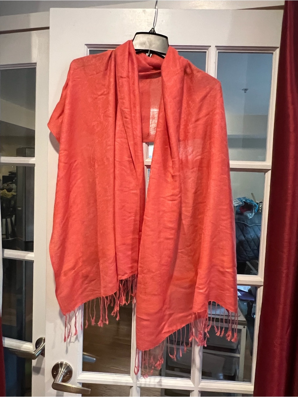 pashmina Coral Fringe Draped Throw Cover